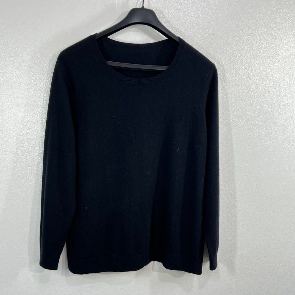 Talbots Audrey 100% Cashmere Crewneck Sweater Black Women's XL Plus Soft Luxy